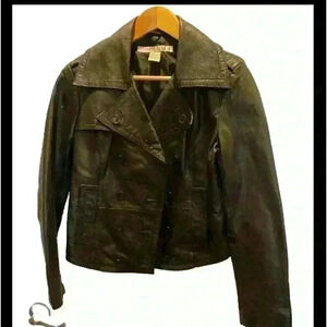 Rezrekshn by Esther Chen leather jacket women’s size Small  flaw on left pocket